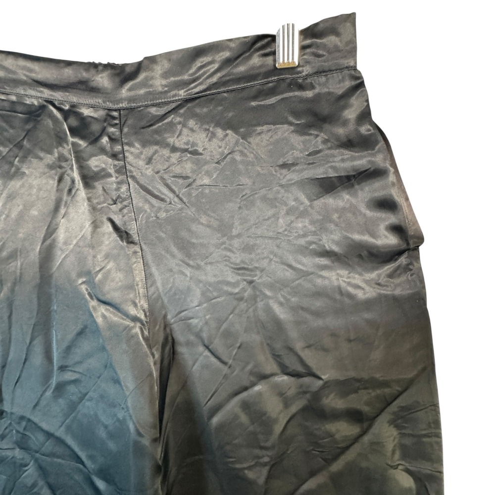 Athleta Calm Cool Wide Leg Pants Sz M Black Silky Lounge Pull‑On Cupro Flowy - Picture 10 of 10